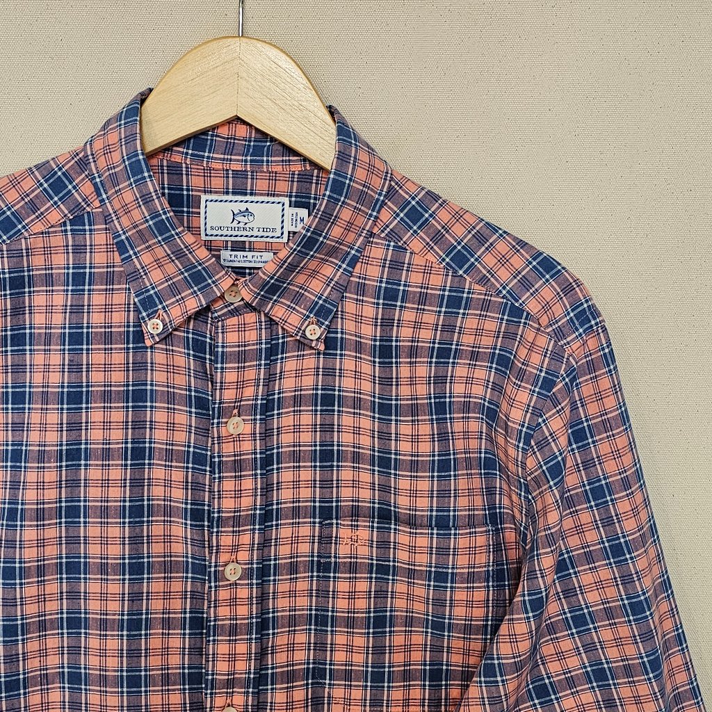 Southern Tide Linen Blend Trim Fit Button Down M